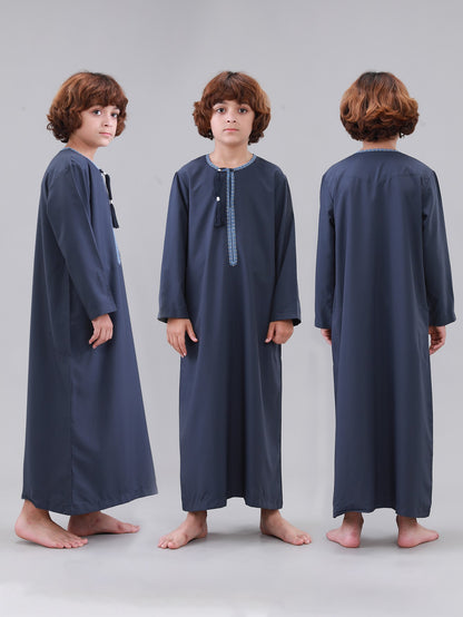 Omani Tassel Long Sleeve Boys Thobe Wholesale Ready to Ship | KID0005 wholesale KID0005 image 7