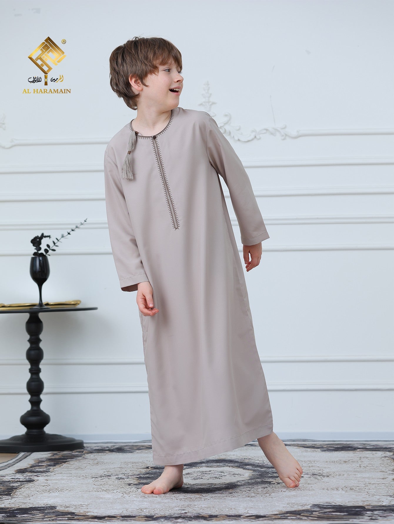 Omani Tassel Long Sleeve Boys Thobe Wholesale Ready to Ship | KID0013 wholesale KID0013 image 4