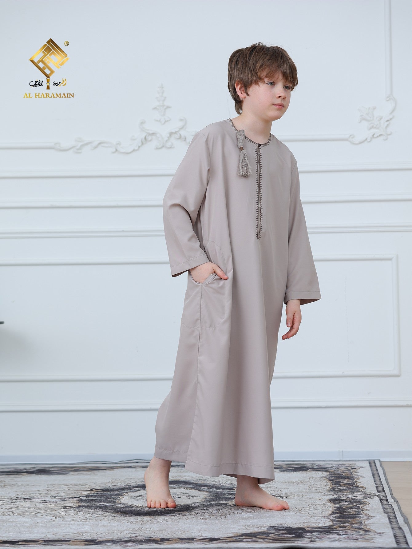 Omani Tassel Long Sleeve Boys Thobe Wholesale Ready to Ship | KID0013 wholesale KID0013 image 5