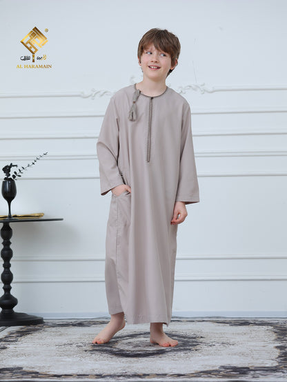 Omani Tassel Long Sleeve Boys Thobe Wholesale Ready to Ship | KID0013 wholesale KID0013 image 6