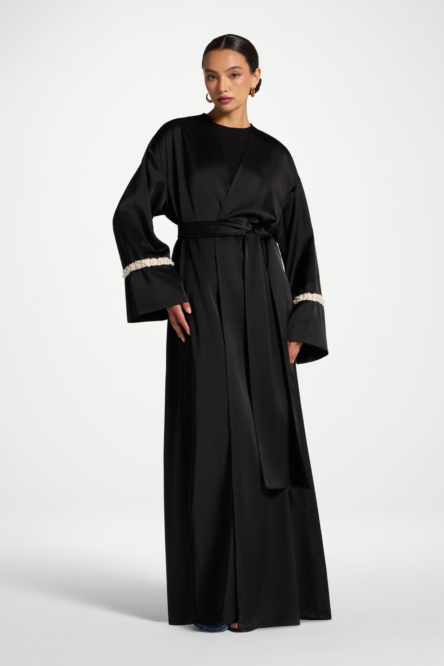 Wholesale Pearl Trim Embellished Abaya - Custom Occasion Abaya Factory