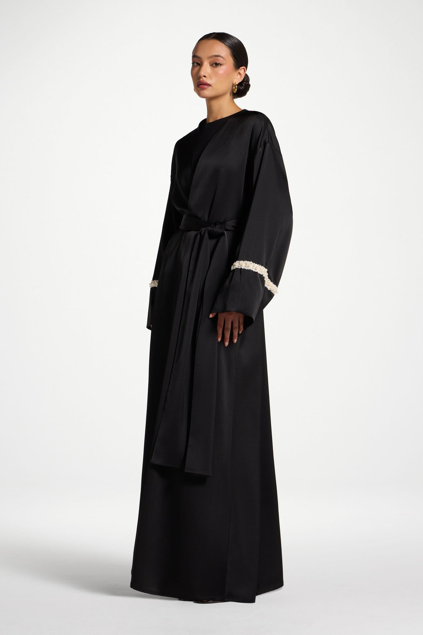 Wholesale Pearl Trim Embellished Abaya - Custom Occasion Abaya Factory
