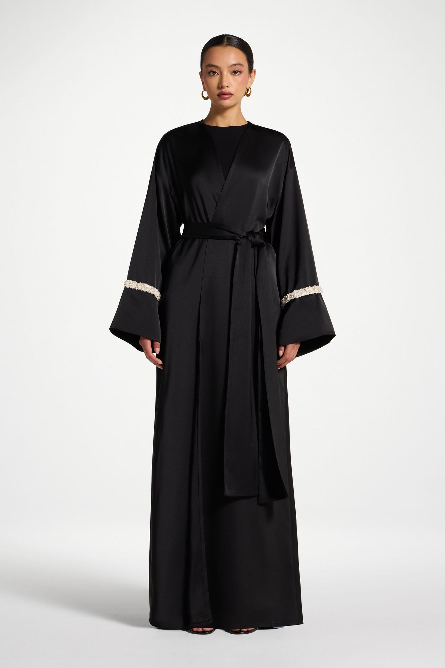 Wholesale Pearl Trim Embellished Abaya - Custom Occasion Abaya Factory