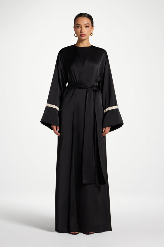 Wholesale Pearl Trim Embellished Abaya - Custom Occasion Abaya Factory