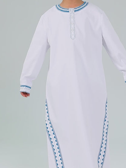 Ramadan Muslim Middle East Arab Dubai Malaysian boy printed loose robe button-up shirt MSL209