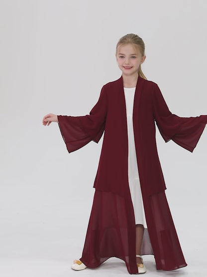 Ramadan Muslim kids Girls Abaya Solid Long Kaftan abaya enfant Robe Dress Kebaya Kids Clothes For Gift (Without Hijab) MSL131