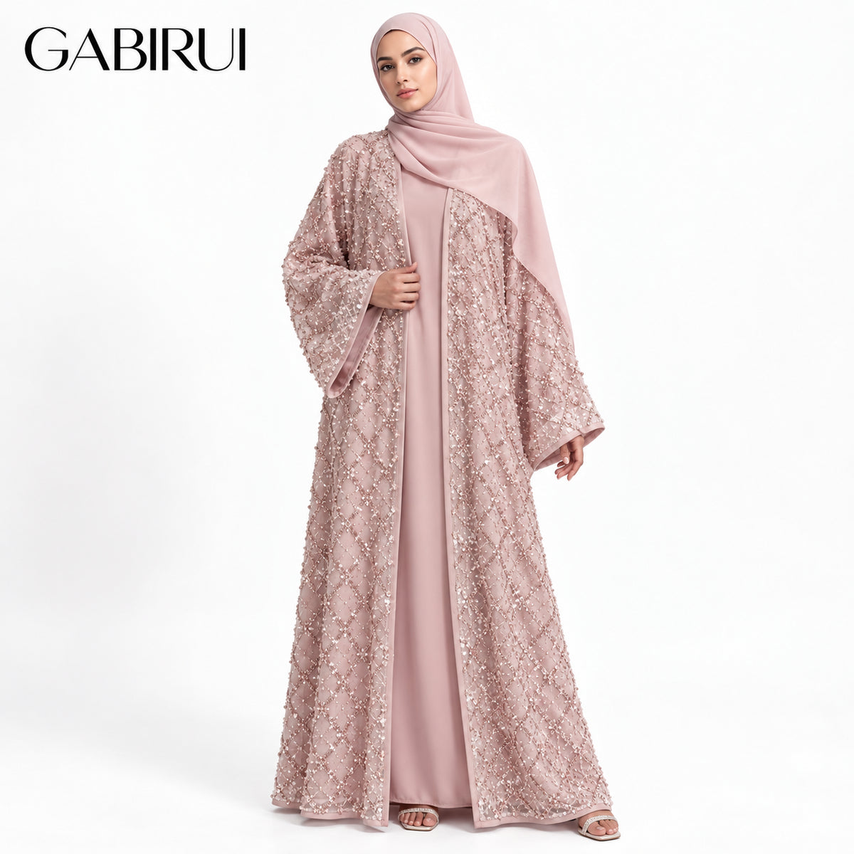 Wholesale luxury sequin beaded abaya manufacturer GBR-11000038202438