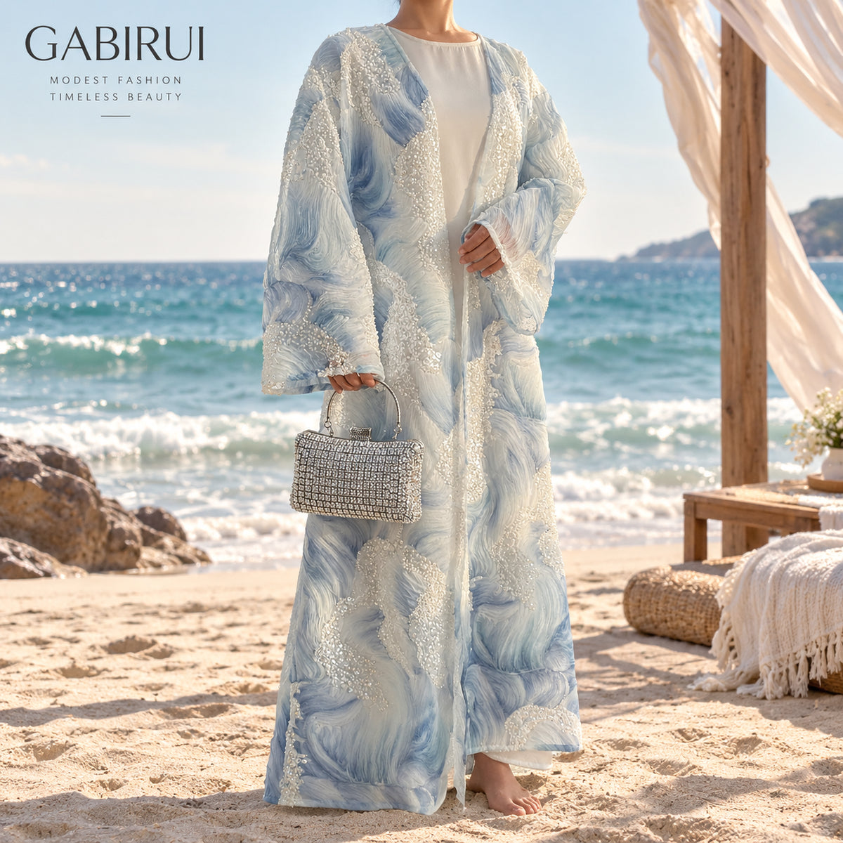 Wholesale luxury sequin beaded abaya manufacturer GBR-1601492827029