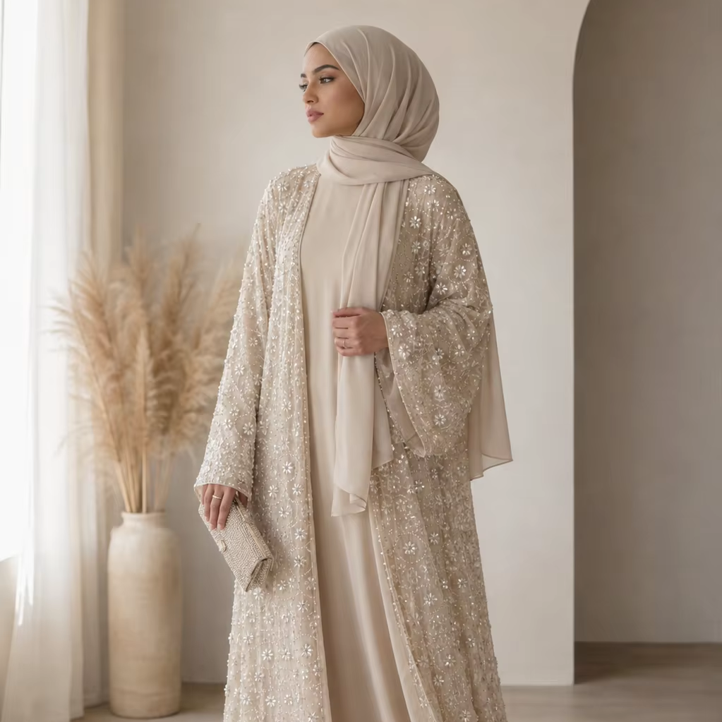 Wholesale luxury sequin beaded abaya manufacturer GBR-1601941213831