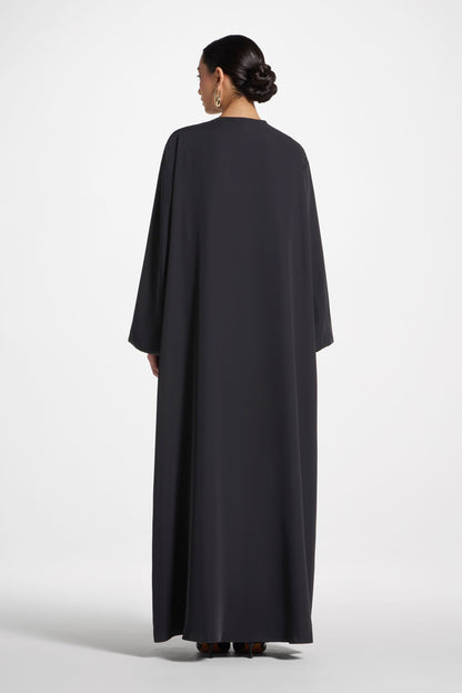 Wholesale Black Balloon Sleeve Open Abaya - Custom Nida Abaya Factory