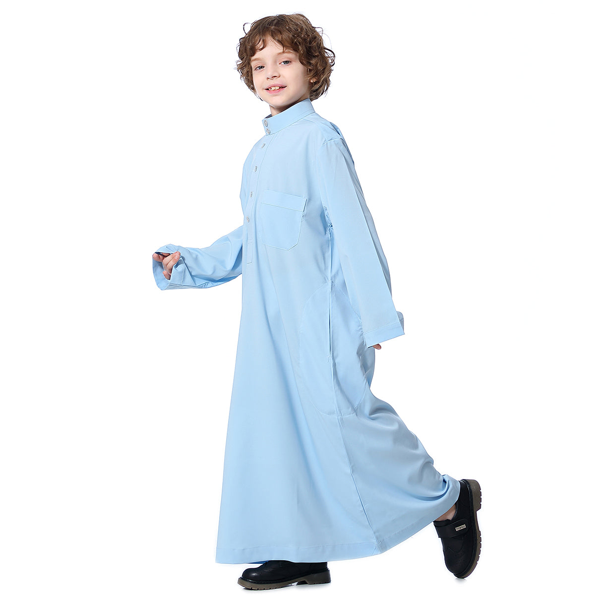 Ramadan Boys kids abaya Muslim Long Sleeve Solid Color Arab Dubai Robe, Casual Ethnic Style Boys Long Sleeve Clothing MSL119