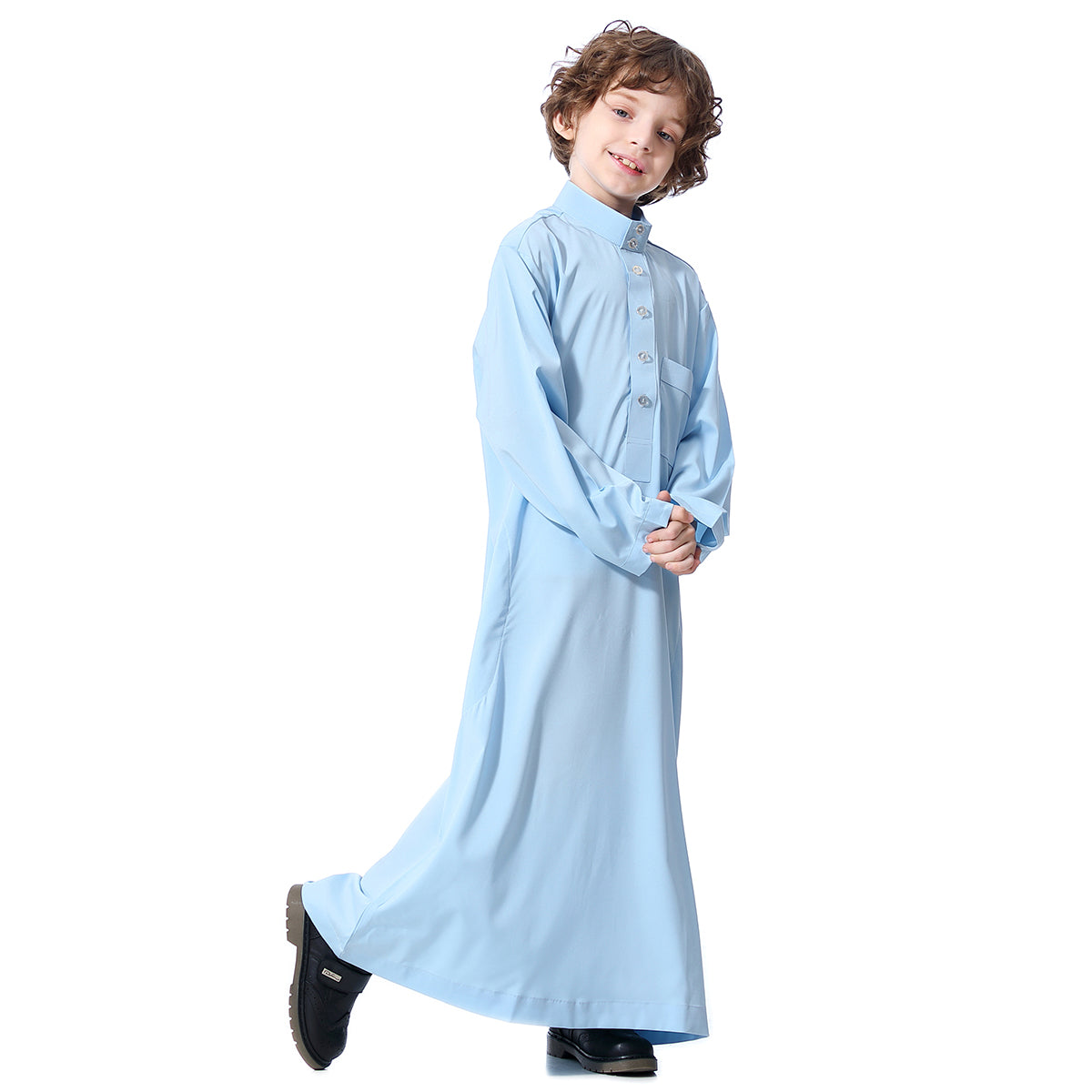 Ramadan Boys kids abaya Muslim Long Sleeve Solid Color Arab Dubai Robe, Casual Ethnic Style Boys Long Sleeve Clothing MSL119