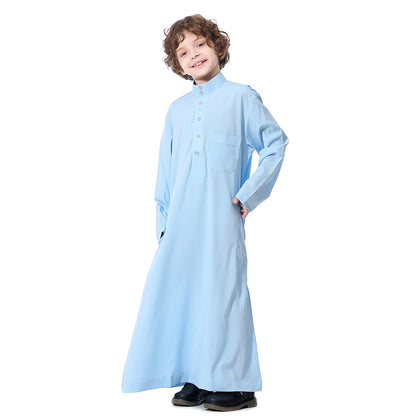 Ramadan Boys kids abaya Muslim Long Sleeve Solid Color Arab Dubai Robe, Casual Ethnic Style Boys Long Sleeve Clothing MSL119