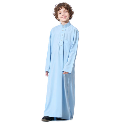 Ramadan Boys kids abaya Muslim Long Sleeve Solid Color Arab Dubai Robe, Casual Ethnic Style Boys Long Sleeve Clothing MSL119