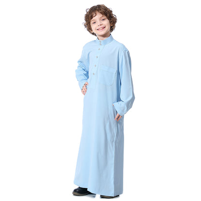 Ramadan Boys kids abaya Muslim Long Sleeve Solid Color Arab Dubai Robe, Casual Ethnic Style Boys Long Sleeve Clothing MSL119