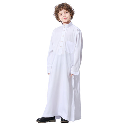 Ramadan Boys kids abaya Muslim Long Sleeve Solid Color Arab Dubai Robe, Casual Ethnic Style Boys Long Sleeve Clothing MSL119