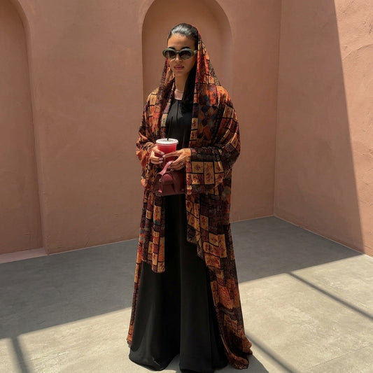 Three-piece Premium Abaya Cardigan Inner Dress and Hijab Set wholesale abaya manufacturer ABD-11000037928535