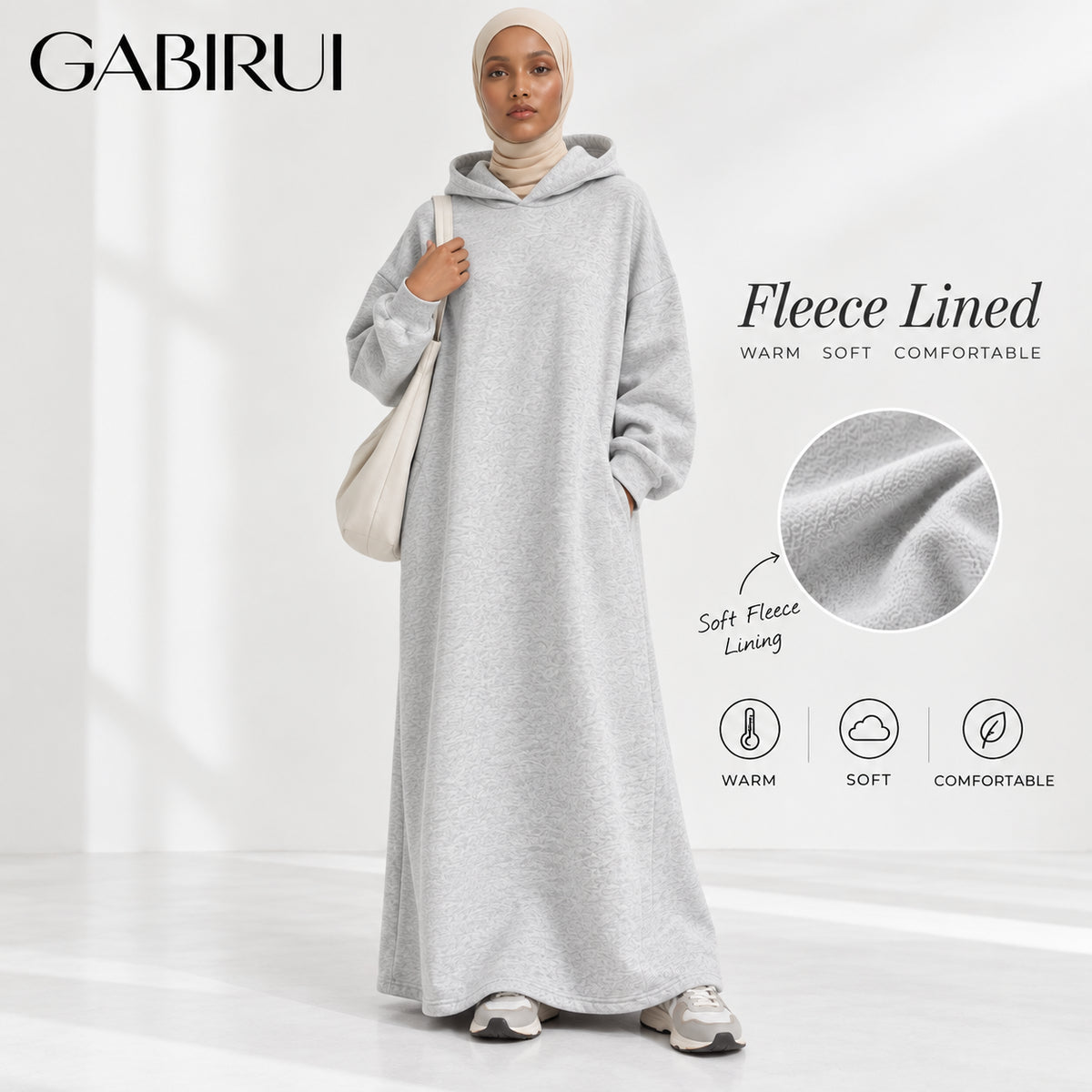 Women's Warm Oversized Fleece Hoodie Abaya Dress wholesale abaya manufacturer ABD-11000038176085