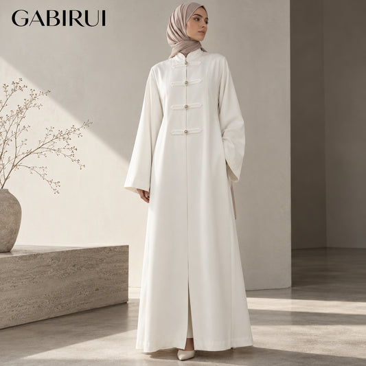 Elegant High-neck Abaya Dress with Frog Buttons wholesale abaya manufacturer ABD-11000038330147