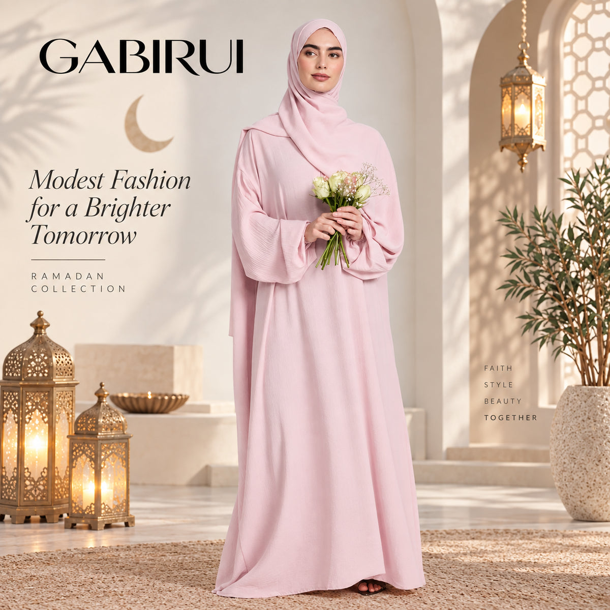 Closed Front Zip Abaya with Attached Hijab and Lantern Sleeves wholesale abaya manufacturer ABD-11000038371462