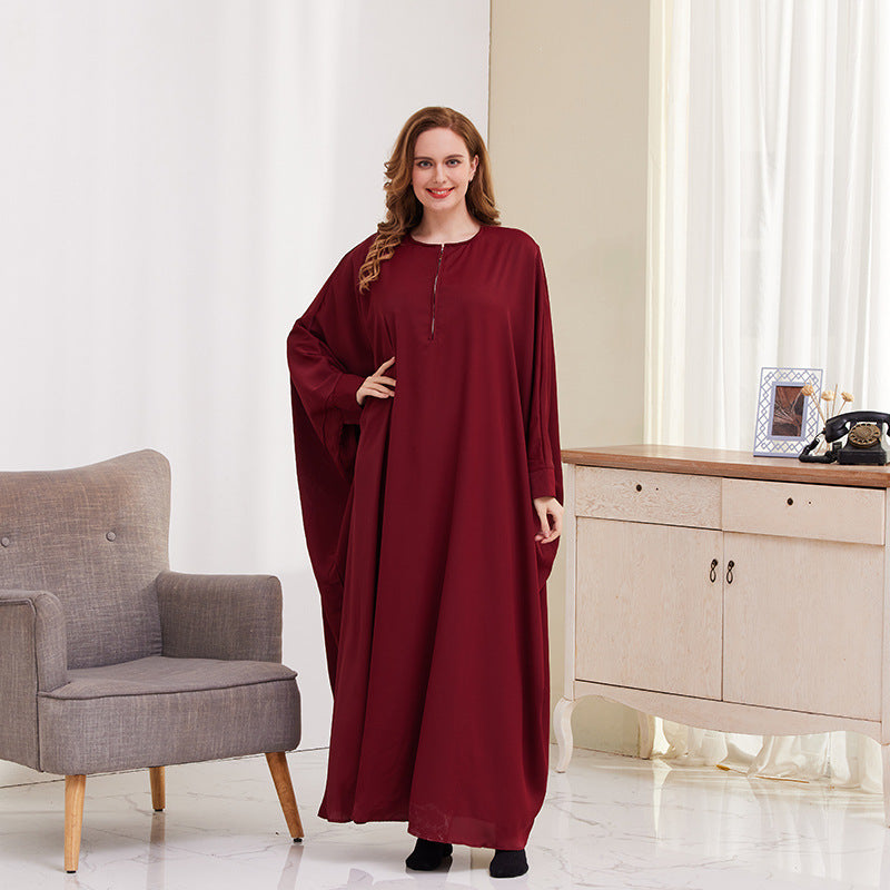 Dubai Turkey Oman Solid Color Long Sleeve Abaya Dress wholesale abaya manufacturer ABD-1600817066894