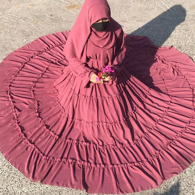 Five-layer Solid Color Turkish Dubai Abaya Dress wholesale abaya manufacturer ABD-1600844838519