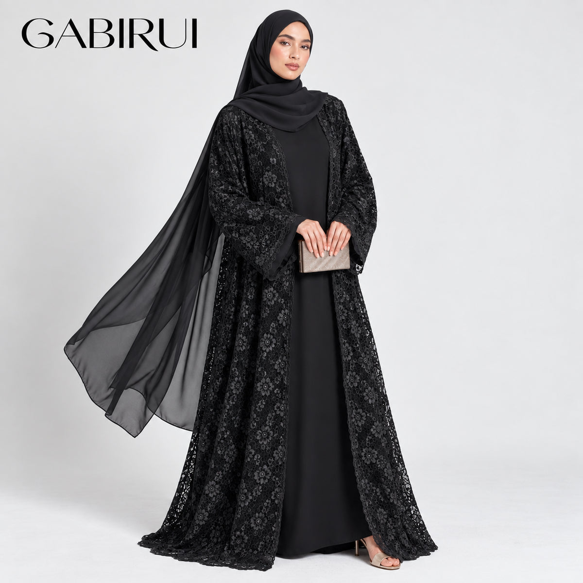 Three-piece Muslim Women's Lace Embroidered Luxury Dubai Abaya with Headscarf, Ramadan and Eid Party Custom Wholesale wholesale abaya manufacturer ABD-1601955471212
