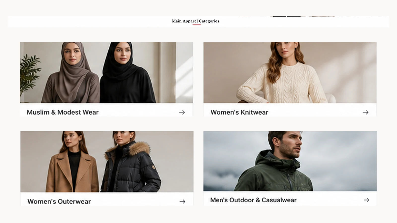 Main apparel categories